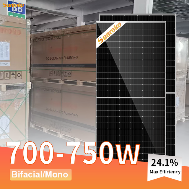 Sunroko Double Glass Solar Panels N-Type 700W 710W 720W 730W 750W Mono Bifacial Solar Panels