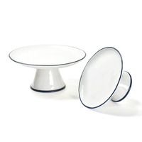 Ensemble d'assiettes en céramique à bord bleu, nouveau Design, vaisselle