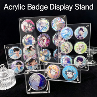 Support de Présentation pour Figurines Anime 75mm avec Autocollant Badge Anime Étoile, Boîte de Rangement en Acrylique à Grille, Étagère de Rangement