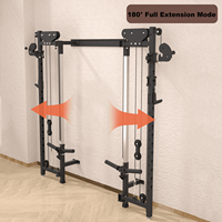 Machine de musculation pliable murale en acier au carbone avec câble croisé, capacité 400 kg, rack de puissance et support de squat pour entraînement de force à domicile