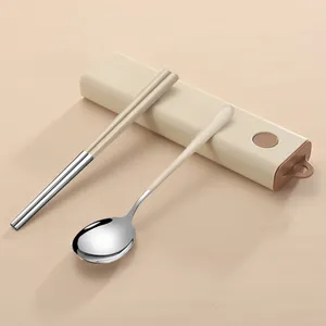 Luxury Wedding Gift Modern Portable Stainless Steel Flatware Set Fork Spoon Chopsticks Camping Travel Cutlery Set With Case