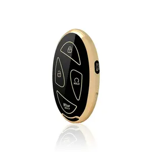 Oval shape mini gold edge soft TPU plastic for for hyundai kona 2024 key fob cover case 5 7 button