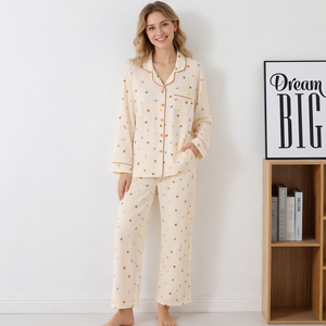 <span class=keywords><strong>Pigiama</strong></span> da <span class=keywords><strong>Donna</strong></span> in <span class=keywords><strong>Cotone</strong></span> Stile Rustico, Maniche Lunghe, Termico, con Chiusura Elastica in Vita per Primavera e Autunno - Product Image 3
