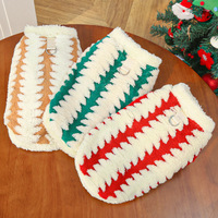 Gilet de Noël pour chien et chat, en polaire pelucheux, motif zigzag, avec anneau en D pour laisse, pour chiens de petite et grande taille, XS-8XL