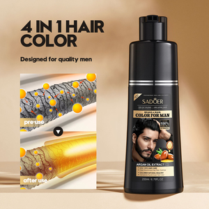 SADOER Balsamo per <span class=keywords><strong>Capelli</strong></span> Neri 4 in 1 con Essenza Vegetale, Shampoo <span class=keywords><strong>Colorante</strong></span> Delicato all'Olio di Argan, Prodotto Multifunzione per la Cura e lo Styling dei <span class=keywords><strong>Capelli</strong></span> da <span class=keywords><strong>Uomo</strong></span> - Product Image 3