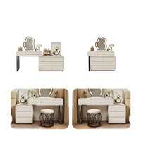 Table de maquillage moderne et simple haut de gamme tout-en-un blanche écologique avec miroir, plateau rétractable, bureau lumineux de luxe durable