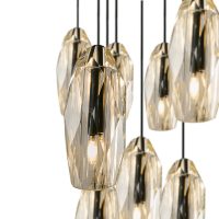 Lámpara Colgante LED de Lujo Minimalista Moderna XZ para Comedor y Escalera, de Latón con Cristal K9, para Techos Altos
