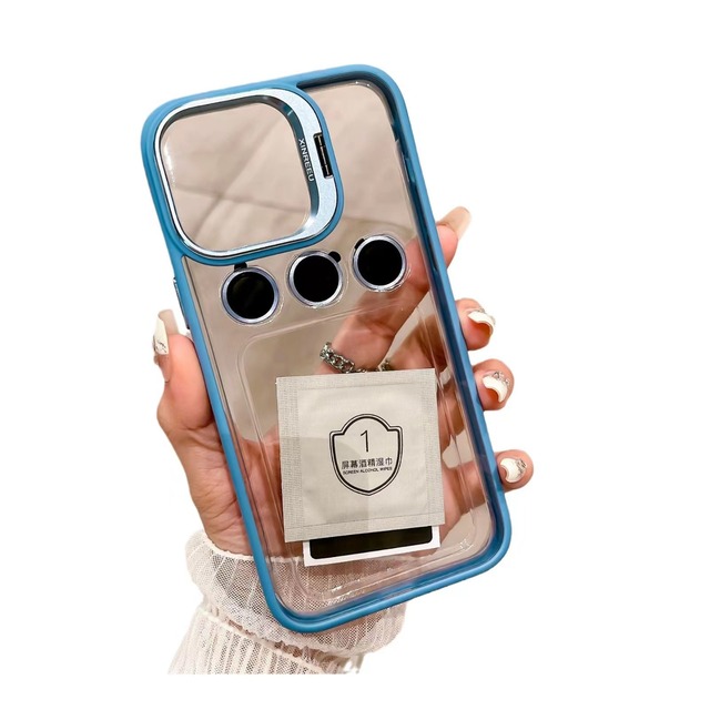 Camera Metal Stand Mobile Phone Case for iPhone 15 16 17 Pro Max With Camera Lens Glass Protective Phone Case Cover