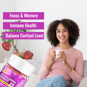 Gummies à l'ashwagandha à absorption rapide, contenant de la vitamine D avec du magnésium, pour l'équilibre du cortisol, compléments alimentaires à l'ashwagandha - Product Image 5