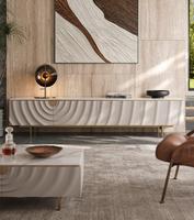 Meuble TV en bois massif et marbre de style européen moderne avec rangement, couleur personnalisable pour chambre, salle à manger, hôtel