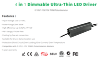 Venta de fábrica ETL 0-10V 4 en 1 Atenuación DC24V 300W IP67 Controlador LED regulable de voltaje constante a prueba de agua