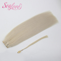 Extensions de cheveux naturels bruts doublement étirés, alignés aux cuticules, avec trame en PU sans couture, à clipser, en cheveux humains véritables, vente en gros