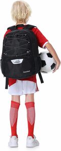 Sac à dos de football pour jeunes - Fermeture éclair en polyester, compartiment pour ballon et pochette séparée pour chaussures de football et de basketball - Product Image 6