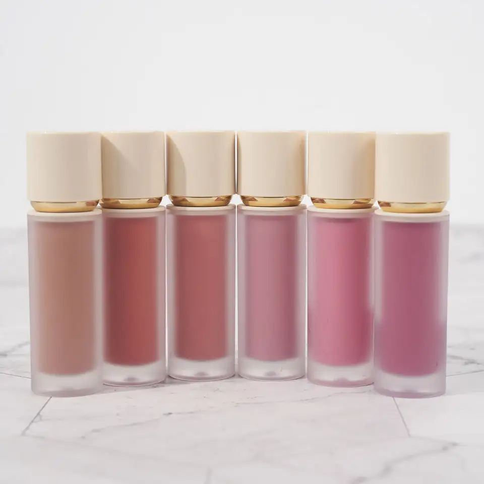 Colorete crema vegana personalizado, Maquillaje Rubor rosa, Etiqueta Privada, tinte para labios, ojos y mejillas, líquido impermeable