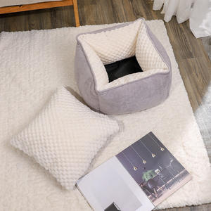 Всесезонная универсальная кровать для кошек и собак маленького и среднего размера, складная квадратная покрытая мехом кровать для глубокого сна - Product Image 3