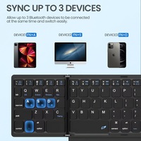 Clavier Bluetooth pliable pleine taille avec pavé tactile, rechargeable, ultra-fin, sans fil, compatible multi-appareils pour iOS/Android/Windows/