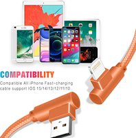 Câble de chargeur USB tressé en nylon certifié 10FT pour cordon à 90 degrés de charge rapide iPhone 3A