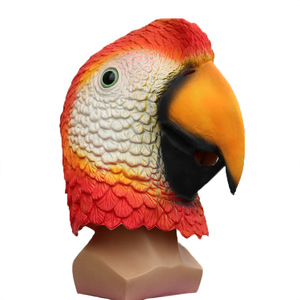 Máscara de Látex de Loro, Talla Única, Rojo y Verde, Diseño Geométrico de Dibujos Animados, Accesorios de Disfraz para Fiestas - Product Image 2