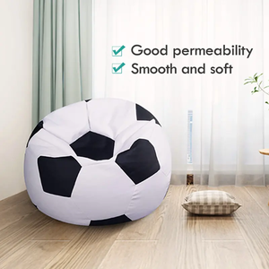 Clásico negro blanco patrón fútbol perezoso sofá PUF sin relleno redondo juego fútbol bola PUF silla - Product Image 3