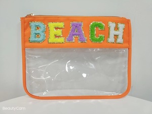 Sac de voyage transparent OEM en PVC avec fermeture éclair, motif monogramme « Mama Things Beach Patch », pour cosmétiques, en nylon, étanche - Product Image 5