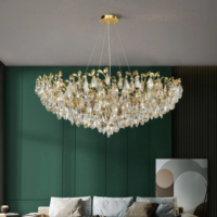Lustre en cristal JYLIGHTING pour salon, chambre à coucher, salle à manger, design simple en aluminium, luminaire suspendu LED de luxe