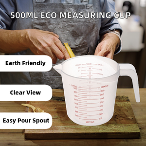 Verre doseur transparent en plastique PP écologique de 500 ml avec bec verseur, idéal pour la pâtisserie et les outils de cuisine, lavage à la main uniquement - Product Image 2