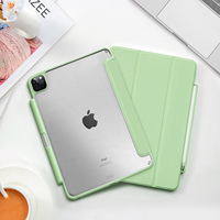 Étui rigide en acrylique PU pliable pour iPad Pro 12,9 pouces (3e/4e/5e/6e génération) – Ultra fin, transparent, anti-jaunissement, avec emplacement pour stylet et fonction Smart Sleep/Wake