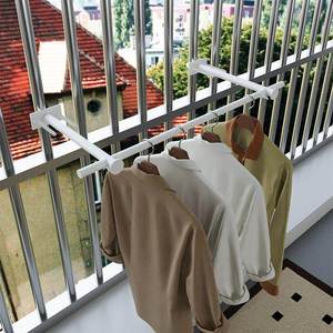 Barre de séchage de vêtements antivol avec filet de protection, <span class=keywords><strong>pour</strong></span> usage domestique intérieur, <span class=keywords><strong>sans</strong></span> <span class=keywords><strong>perçage</strong></span>, simple, <span class=keywords><strong>pour</strong></span> balcon, cadre de fenêtre, <span class=keywords><strong>baie</strong></span> <span class=keywords><strong>vitrée</strong></span> Tg74510 - Product Image 5