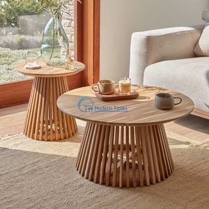 Promoción elegante <span class=keywords><strong>2025</strong></span>, superventas, muebles de sala de estar familiar, mesa auxiliar, Wabi-sabi, mesa auxiliar redonda de chapa de MDF de madera nórdica - Product Image 2