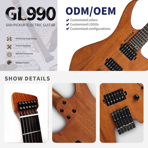 Guitarra Eléctrica Portátil sin Cabezal de 6 Cuerdas, Instrumento de Viaje con Puente Fijo, Pastillas H-H, Acabado Mate, Logotipo Personalizado OEM - Product Image 2