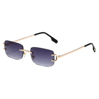 2023 lunettes de soleil sans monture tendance femmes Uv400 Cool métal jambes graduent Vintage rétro dames lentilles carrées petites lunettes 2023
