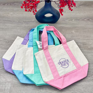 <span class=keywords><strong>Sac</strong></span> fourre-tout mini en toile de coton brodé de haute qualité, personnalisable, pour femmes, style Trader Joe's, vente en gros à prix abordable - Product Image 2