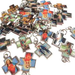 Liontin Salib Logam Campuran Enamel Hadiah Religius, Aksesori Kalung Agama, Liontin Salib Ikon Persegi - Product Image 4