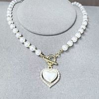 Collier OT en chaîne de perles de luxe couleur or avec pendentif cœur, perles blanches, bijoux de mariage élégants pour femmes et jeunes filles, personnalisable, vente en gros