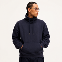 Sweat-shirt en coton lourd 380 GSM à épaules tombantes, col montant avec cordon de serrage, coupe ample pour homme, fourniture en marque blanche