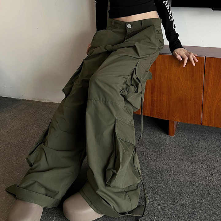 Casual Loose Wide Leg Women's Cargo Pants - Street Style