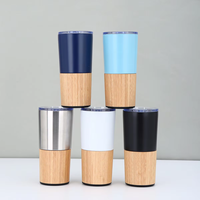 Gobelet isotherme de bureau en acier inoxydable et bambou à double paroi, 20 oz, écologique, avec couvercle, isolation thermique 6-12 heures, résistant à l'ébullition, personnalisable avec logo