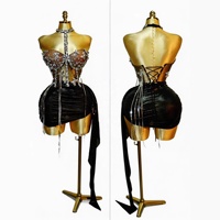 Costume de scène papillon en strass avec voile, tenue sexy pour spectacle, soirée dansante, dîner festif