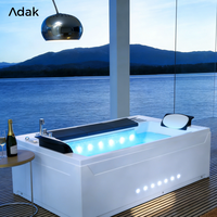 Baignoire autoportante rectangulaire Adak, baignoire acrylique portable d'intérieur, drain intégré, écologique, garantie 5 ans, facile à nettoyer, 60 gal+