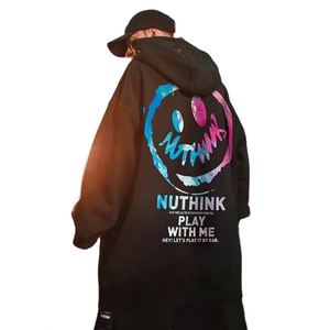 Sudaderas con capucha de manga larga Parejas Hip-Hop Streetwear Serigrafía Sudadera con capucha Sin bolsillos Street Pullover Top Sudaderas de gran tamaño - Product Image 1