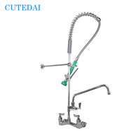 Robinet d'évier de cuisine à double trou de 47 pouces de hauteur pré-rinçage avec robinet supplémentaire de 12 pouces en laiton pour usage hôtelier