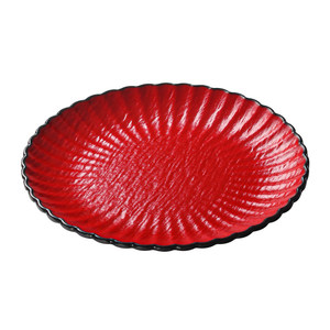 Oval Red Melamine Steak <b>Plate</b> For Buffet Restaurants Party Use Thickened Frosted Design Shallow Dish - Product Image 1