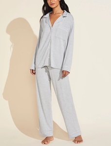 Pijama de tela modal con logotipo personalizado, pijama familiar supersuave, pijama de manga larga, 2 piezas, ropa de dormir a cuadros <span class=keywords><strong>para</strong></span> pareja y familia - Product Image 2