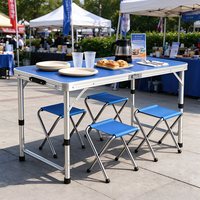 Table et chaise pliantes portables en aluminium, hauteur réglable pour pique-nique, camping, barbecue en plein air