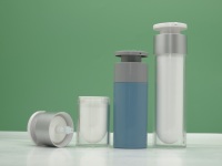 Botol pompa pengap akrilik plastik dinding ganda bulat, botol kosong 15ml 30ml 50ml kustom untuk Serum