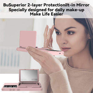 เคสโทรศัพท์กันกระแทกพร้อมกระจกแต่งหน้าแบบ 2 in 1 รุ่นใหม่ล่าสุดปี 2025 พร้อมช่องใส่บัตร สำหรับ Samsung - Product Image 4