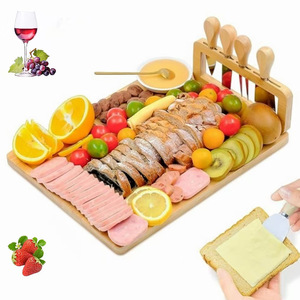 Bamboo <b>Cheese</b> Board With <b>Knife</b> <b>Set</b> Cutting Tray For Serving Food Durable Hand Wash Only - Product Image 5