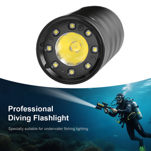 Ferei chuyên nghiệp <span class=keywords><strong>Led</strong></span> Dive <span class=keywords><strong>Torch</strong></span> IP68 không thấm nước hợp kim nhôm đèn pin từ chuyển đổi có thể sạc lại Scuba lặn 365M chùm - Product Image 1