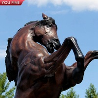 Sculpture de cheval en bronze grandeur nature YOUFINE, statue de chevalier en métal pour l'extérieur, entrée de villa et décoration de jardin