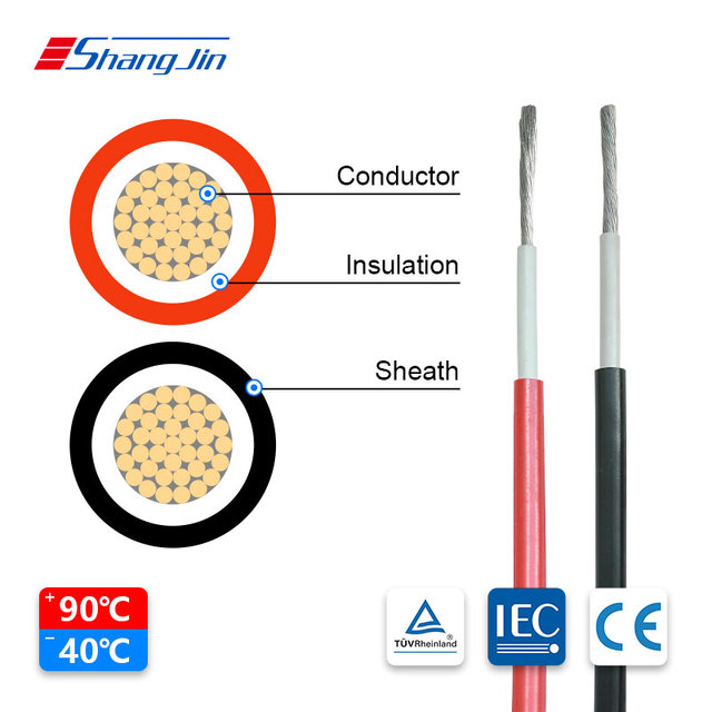 Tinned Copper Solar Cable Pv1-f Dc1500v 125℃ 1x4mm² Red Black for Tuv Ce Approved Cable